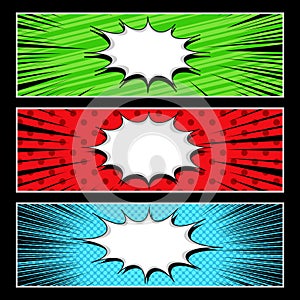 Comic abstract horizontal banners