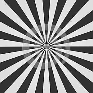 Black and white Sunburst pattern. Comic background. Vector illustration.
