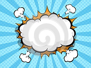 Comic background with blank boom speech bubble