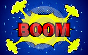 comic background with blank boom speech bubble vector illustration