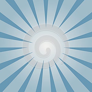 Comic background. Blue Sunburst pattern. Rays directed inside the flash. Vector.