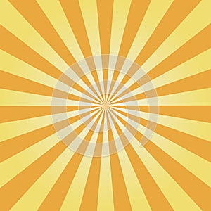 Comic background. Yellow Sunburst pattern. Sun rays abstract backdrop. Vector.