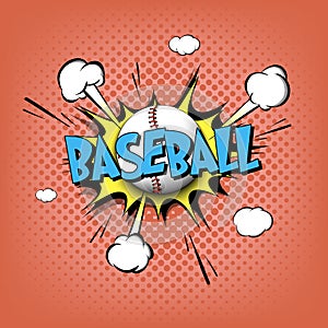 Comic bang with expression text Baseball