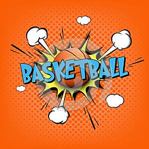 Comic bang with expression text Basketball