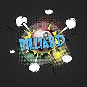 Comic bang with expression text Billiard