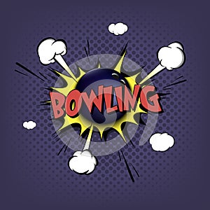 Comic bang with expression text Bowling