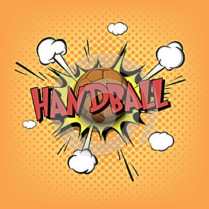 Comic bang with expression text Handball