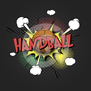 Comic bang with expression text Handball