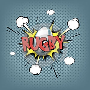 Comic bang with expression text Rugby