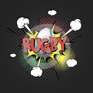 Comic bang with expression text Rugby