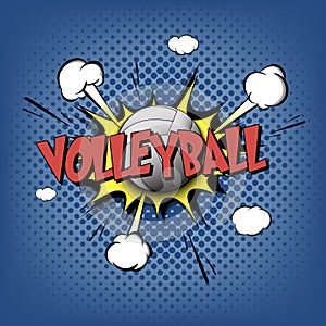 Comic bang with expression text Volleyball