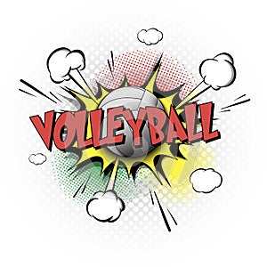 Comic bang with expression text Volleyball