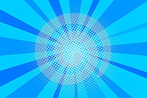 Comic blue sunbeam background retro pop art style cartoon