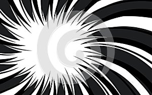 Comic book action lines background. Manga speed frames, superhero action. Black and white vector retro illustration