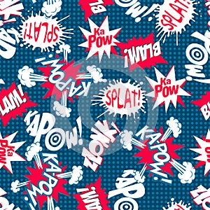 Comic book action words seamless pattern