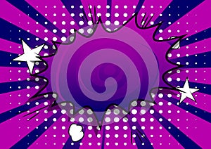 Comic book background with big purple explosion bubble.