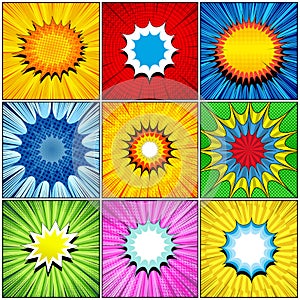 Comic book backgrounds set