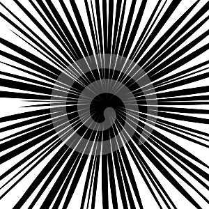 Comic book black and white radial lines background.