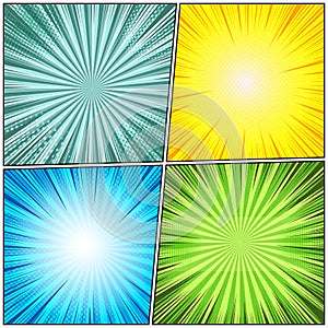 Comic book bright backgrounds set