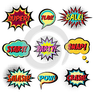 Comic book words. Comic speech bubble set