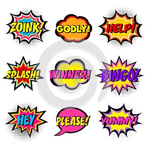Comic book words. Comic speech bubble set