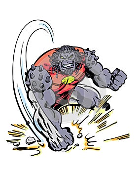 Comic Book Character Grock the alien brute pounding the ground photo