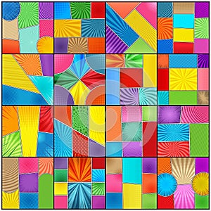 Comic book colorful backgrounds composition