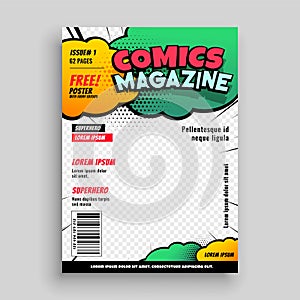 Comic book cover page template design