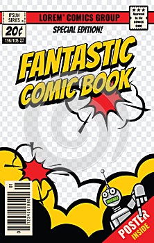 Comic book cover vector template