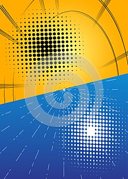 Comic book design colored versus background.