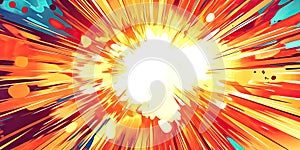 Comic Book Explosion Background, Bold and Vibrant Explosive Design with Dynamic Action Elements