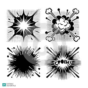 Comic Book Explosion Bursts and Sound Effects Vector Set