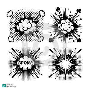 Comic Book Explosion Bursts and Speech Bubbles Set