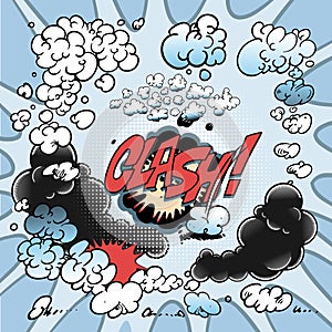 Comic book explosion clouds background