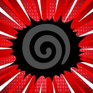 Comic book explosion superhero pop art style radial lines background. Manga or anime speed frame