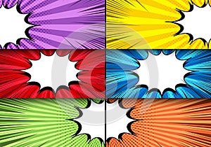 Comic book horizontal bright banners