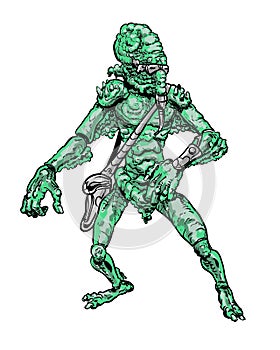 Comic book illustrated alien invader photo