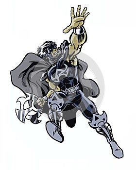 Comic book illustrated blade warrior character in action pose