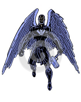 Comic book illustrated shadow raven character