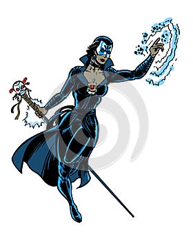 Comic book illustrated voodoo mystic character