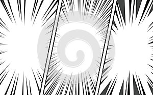 Comic book page background with radial effect. Black and white vector retro illustration