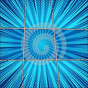 Comic book page blue background