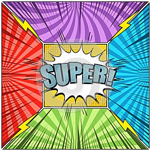 Comic book page bright explosive composition