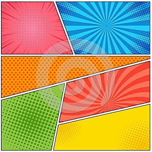 Comic book page colorful abstract template