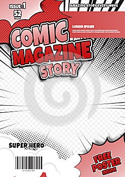 Comic book page template design. Magazine cover