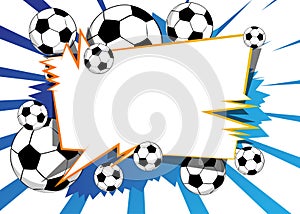 Comic book poster with soccer balls. Retro pop art style sport event banner.