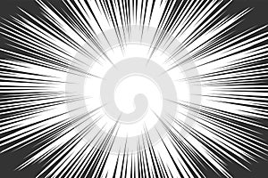 Comic book radial lines background. Manga speed frame. Explosion vector illustration. Star burst or sun rays abstract backdrop photo