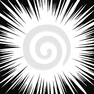 Comic book radial lines. Comics background with motion, speed lines. Vector illustration.