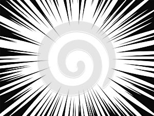 Comic book radial lines. Comics background with motion, speed lines. Vector illustration.