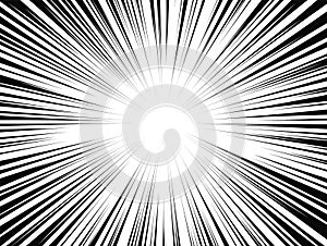 Comic book radial lines. Comics background with motion, speed lines. Vector illustration.